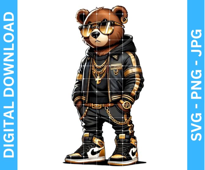 Hip Hop Cool Bear sublimation design