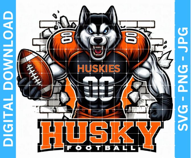 Huskies Football Mascot Sublimation Design