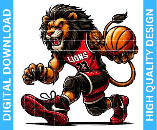 Lions Basketball Mascot Sublimation Design