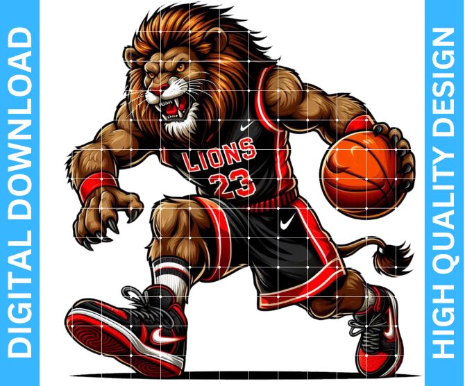 Lions Basketball Mascot Sublimation Design