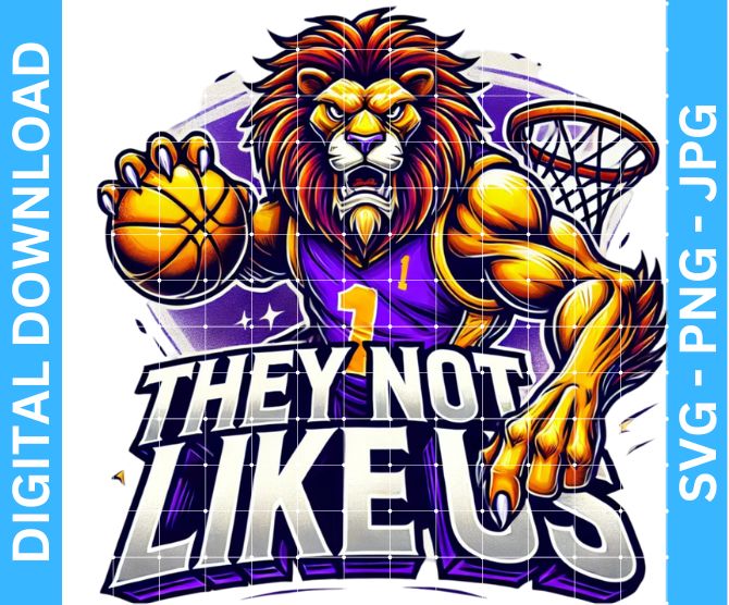 They Not Like Us Lions Basketball Mascot Sublimation Design