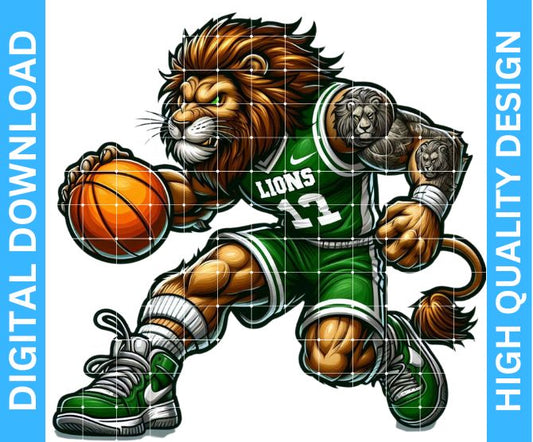 Lions Basketball Mascot Sublimation Design