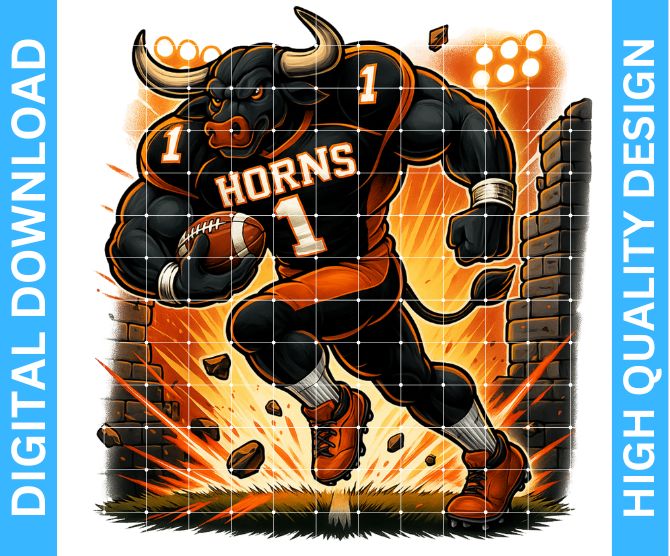 Longhorns Football Mascot PNG – Transparent Background for Crafting