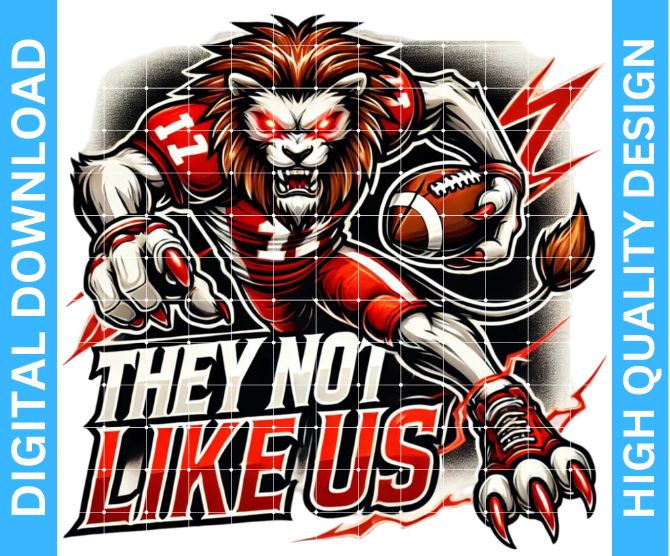 Lions Football Mascot PNG – High Quality SVG & Sublimation Digital Download | DTF/DTG Ready | Transparent Background