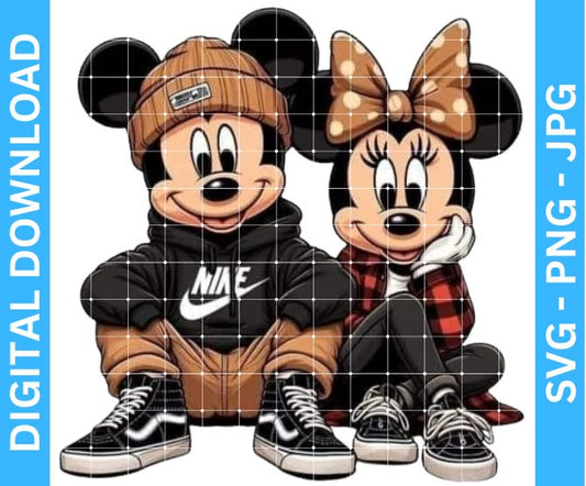 Mickey and Minnie cartoon character sublimation design