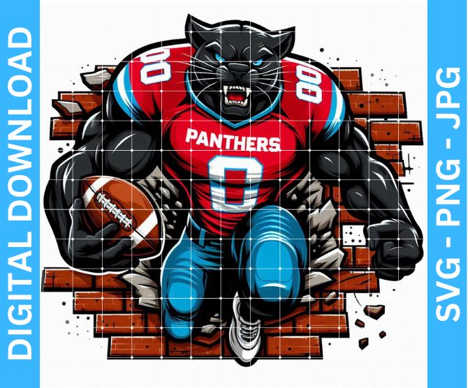 Panthers Football Mascot Sublimation Design