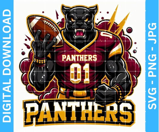 Panthers Football Mascot Sublimation Design