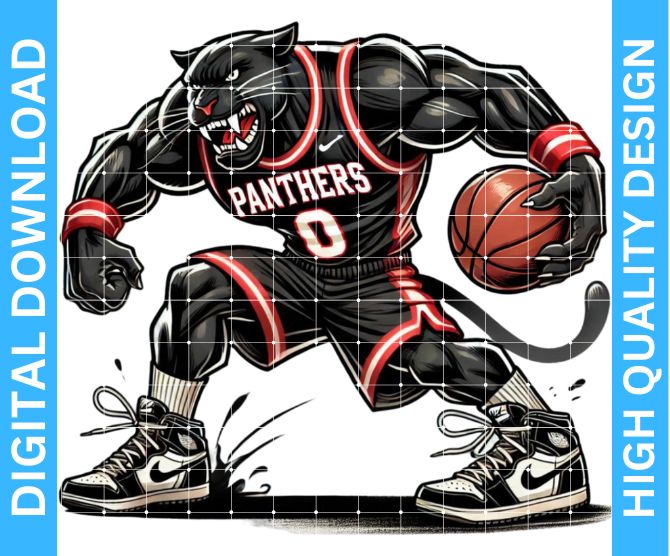 Panthers Basketball Mascot PNG Design: Fierce Spirit for Your Creative Projects