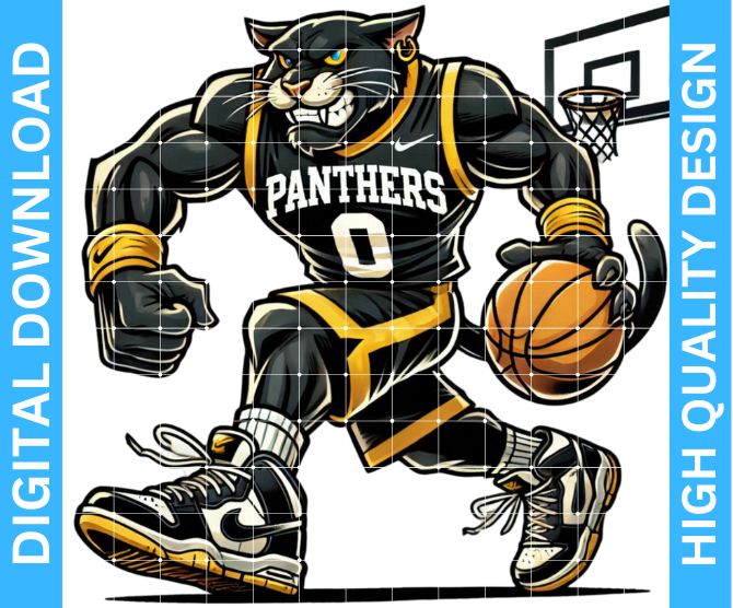 Panthers Basketball Mascot PNG Design: Bold and Dynamic for Your Designs