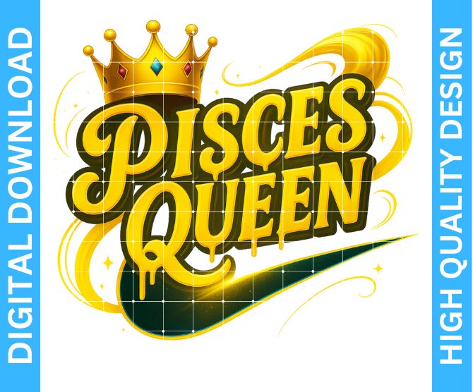 ♓ Pisces Queen Birthday PNG – High Quality Sublimation & DTF/DTG Digital Download | Transparent Background | Digital Kreative Favors