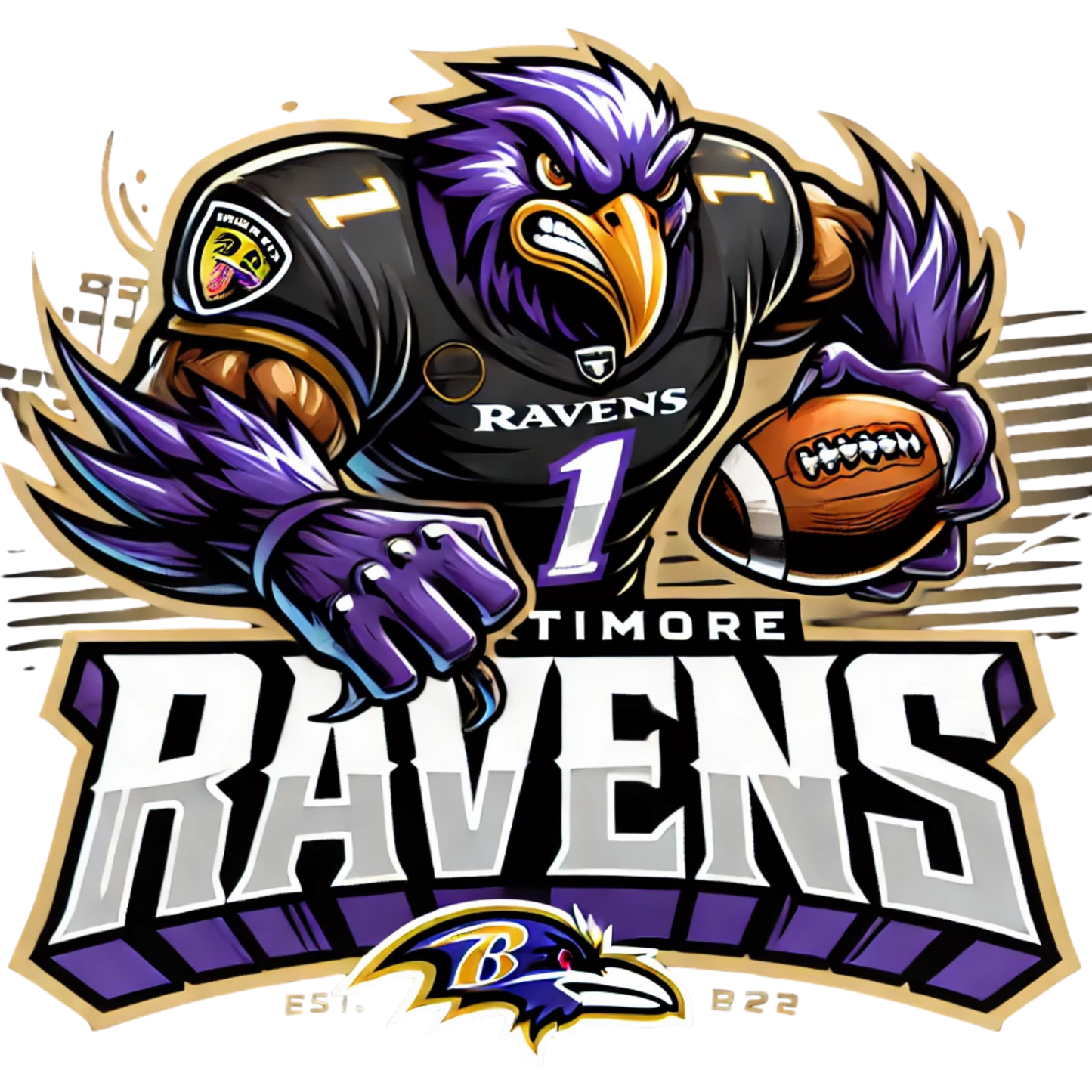 🏈 Ravens Football Mascot PNG – High Quality Digital Designs with Transparent Background for Crafters