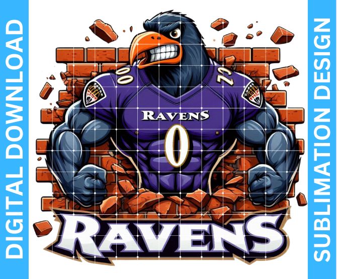 Ravens Football Mascot Sublimation Design