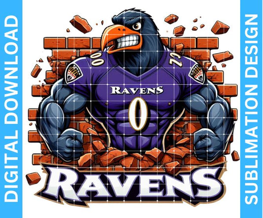 Ravens Football Mascot Sublimation Design