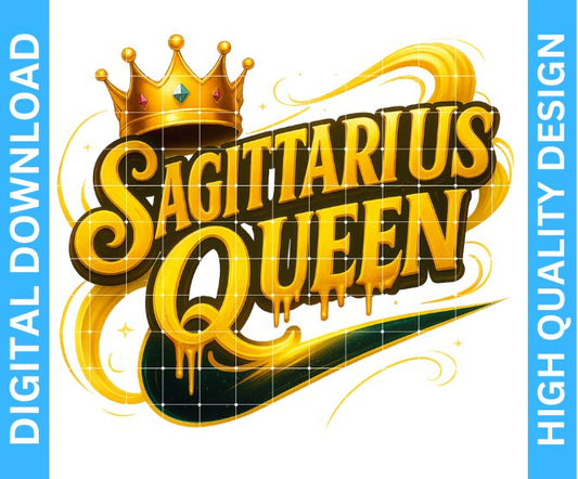 ♐ Sagittarius Queen Birthday PNG | High Quality Sublimation & DTF/DTG Design | Transparent Background | Digital Download by Digital Kreative Favors