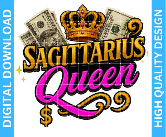 ♐ Sagittarius Queen Birthday PNG | High Quality Sublimation & DTF/DTG Design | Transparent Background | Digital Download by Digital Kreative Favors