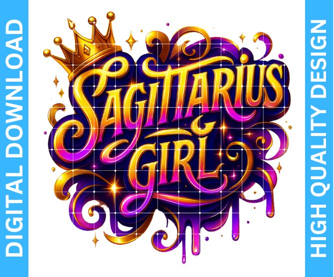 ♐ Sagittarius Girl Birthday PNG Design — High Quality Digital Download for Crafters