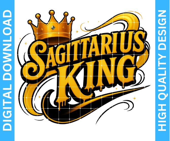 ♐ Sagittarius King Birthday PNG – High Quality Sublimation & DTF/DTG Digital Download | Transparent Background | Digital Kreative Favors
