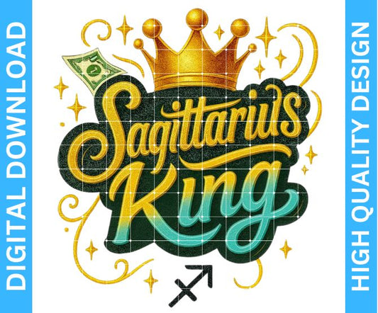 ♐ Sagittarius King Birthday PNG – High Quality Sublimation & DTF/DTG Digital Download | Transparent Background | Digital Kreative Favors