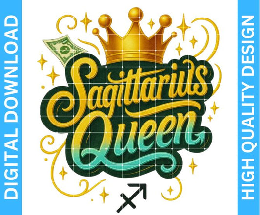 ♐ Sagittarius Queen Birthday PNG | High Quality Sublimation & DTF/DTG Design | Transparent Background | Digital Download by Digital Kreative Favors
