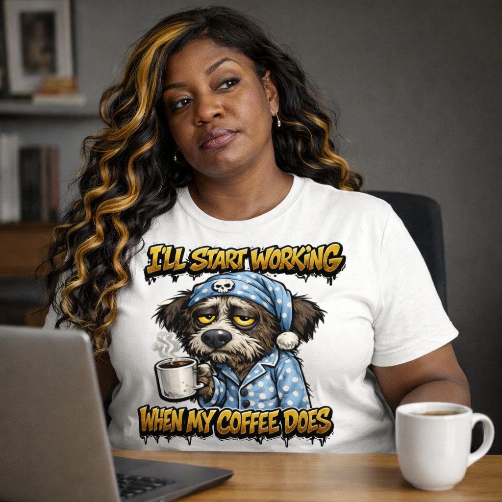 Coffee First Then Work PNG, Funny Sarcastic Quote Graphic for Shirts Sublimation Design