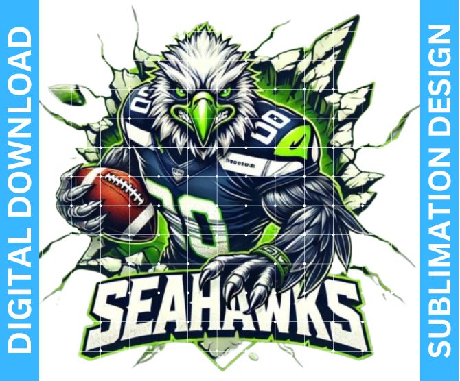 Seahawks Football Mascot Sublimation Design