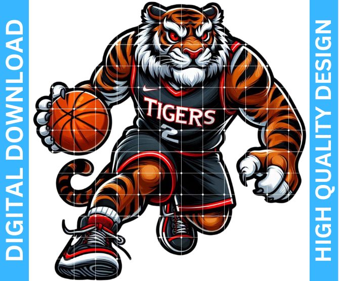 Tigers Basketball Mascot Sublimation Design