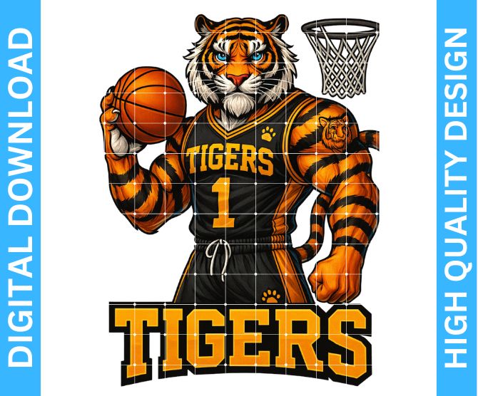 Tigers Basketball PNG – High Quality Sublimation & DTF/DTG Digital Download | Transparent Background