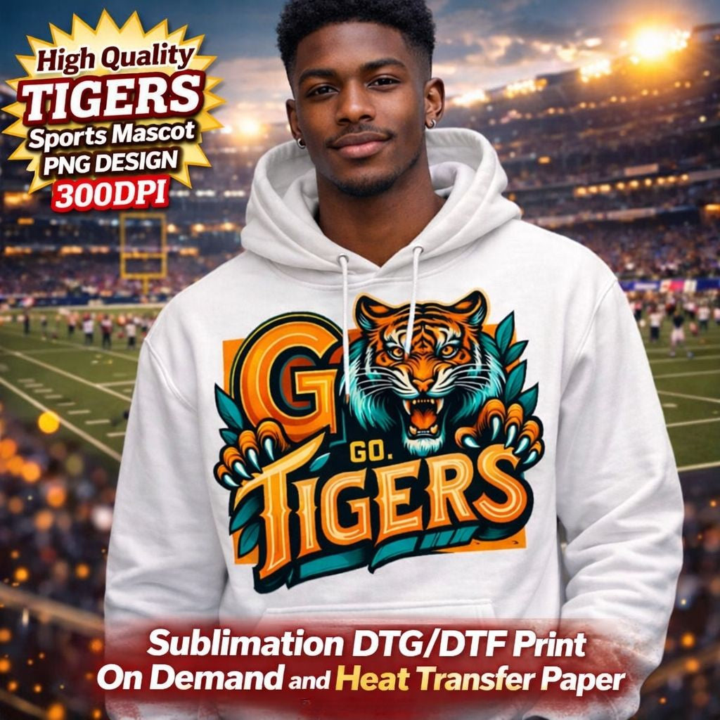 Tigers Sports Mascot PNG | Fierce Tiger Mascot Clipart | High Quality Team Spirit PNG | Sublimation Design | DTF DTG Printable | Instant Download