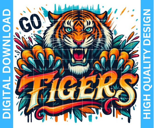Tigers Mascot PNG – High Quality Sublimation & DTF/DTG Digital Download | Transparent Background