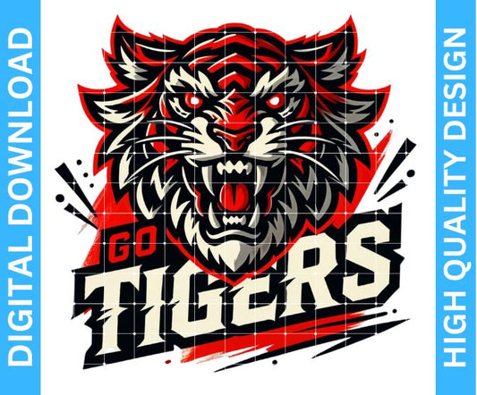 Tigers Mascot PNG – High Quality Sublimation & DTF/DTG Digital Download | Transparent Background