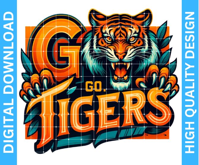 Tigers Mascot PNG – High Quality Sublimation & DTF/DTG Digital Download | Transparent Background