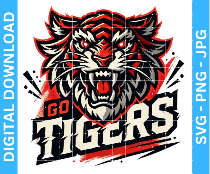 Go Tigers Sports Mascot Sublimation Design