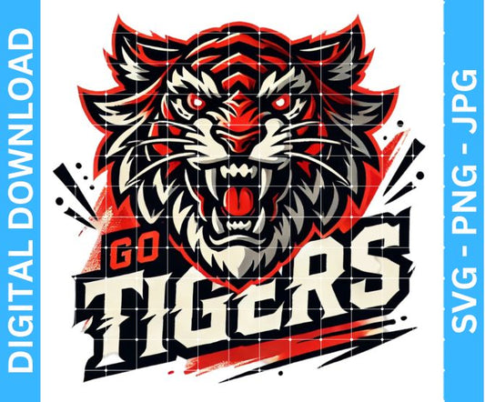 Go Tigers Sports Mascot Sublimation Design